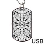 Seamless Tiling Pattern Hand Drawn Black White Dog Tag USB Flash (Two Sides)