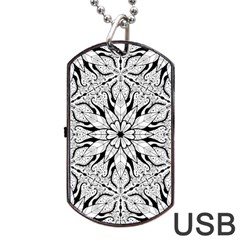 Seamless Tiling Pattern Hand Drawn Black White Dog Tag USB Flash (Two Sides) from ArtsNow.com Back