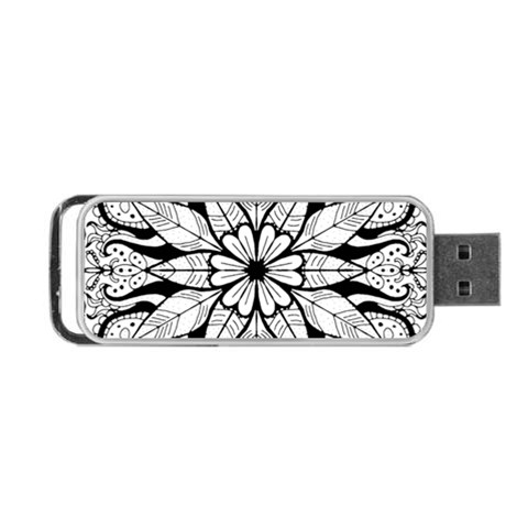 Seamless Tiling Pattern Hand Drawn Black White Portable USB Flash (Two Sides) from ArtsNow.com Front