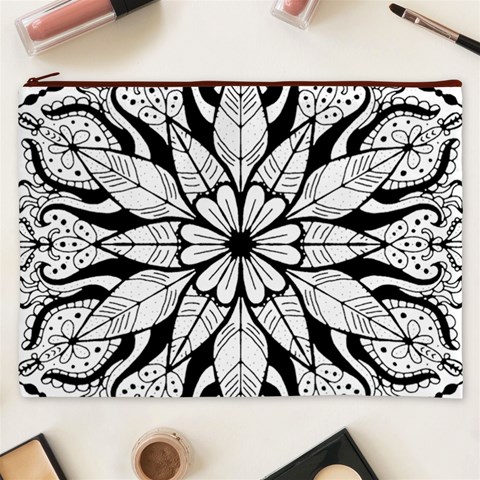 Seamless Tiling Pattern Hand Drawn Black White Cosmetic Bag (XXXL) from ArtsNow.com Front