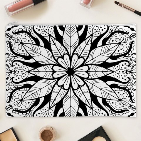 Seamless Tiling Pattern Hand Drawn Black White Cosmetic Bag (XXXL) from ArtsNow.com Front