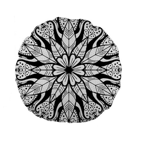 Seamless Tiling Pattern Hand Drawn Black White Standard 15  Premium Round Cushions from ArtsNow.com Front