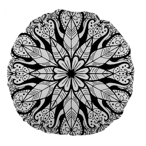 Seamless Tiling Pattern Hand Drawn Black White Large 18  Premium Round Cushions from ArtsNow.com Front