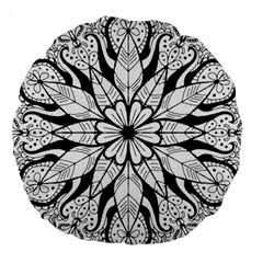 Seamless Tiling Pattern Hand Drawn Black White Large 18  Premium Round Cushions from ArtsNow.com Front