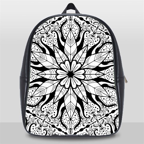 Seamless Tiling Pattern Hand Drawn Black White School Bag (XL) from ArtsNow.com Front