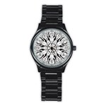 Seamless Tiling Pattern Hand Drawn Black White Stainless Steel Round Watch