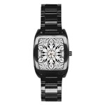 Seamless Tiling Pattern Hand Drawn Black White Stainless Steel Barrel Watch