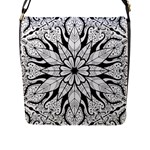 Seamless Tiling Pattern Hand Drawn Black White Flap Closure Messenger Bag (L)