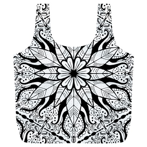 Seamless Tiling Pattern Hand Drawn Black White Full Print Recycle Bag (XL) from ArtsNow.com Front