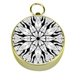 Seamless Tiling Pattern Hand Drawn Black White Gold Compasses