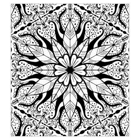 Seamless Tiling Pattern Hand Drawn Black White Drawstring Pouch (Medium) from ArtsNow.com Front