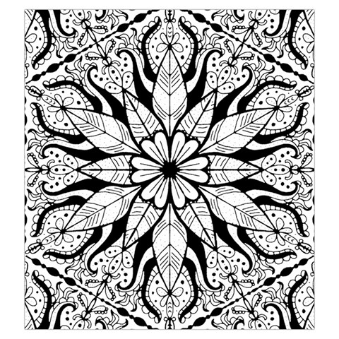 Seamless Tiling Pattern Hand Drawn Black White Drawstring Pouch (Large) from ArtsNow.com Back