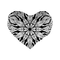 Seamless Tiling Pattern Hand Drawn Black White Standard 16  Premium Flano Heart Shape Cushions from ArtsNow.com Front