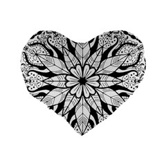 Seamless Tiling Pattern Hand Drawn Black White Standard 16  Premium Flano Heart Shape Cushions from ArtsNow.com Back