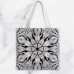 Seamless Tiling Pattern Hand Drawn Black White Zipper Grocery Tote Bag from ArtsNow.com Back