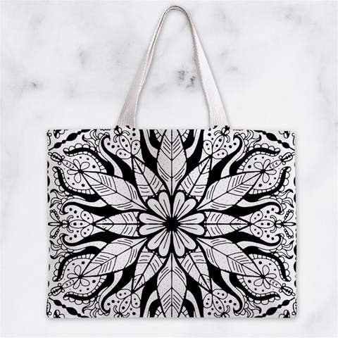 Seamless Tiling Pattern Hand Drawn Black White Zipper Mini Tote Bag from ArtsNow.com Front