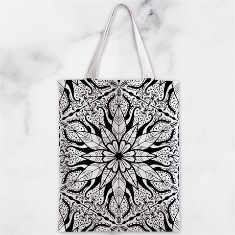 Seamless Tiling Pattern Hand Drawn Black White Zipper Classic Tote Bag from ArtsNow.com Front