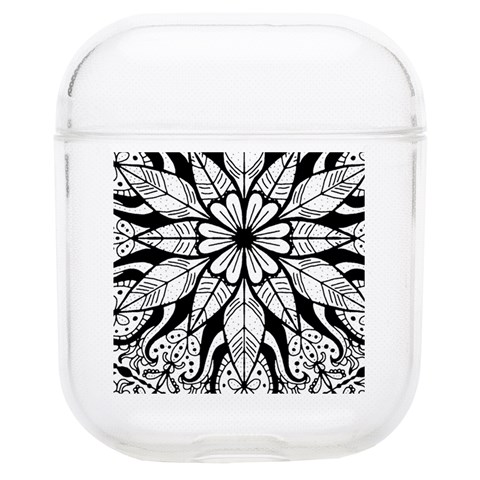 Seamless Tiling Pattern Hand Drawn Black White Soft TPU AirPods 1/2 Case from ArtsNow.com Front