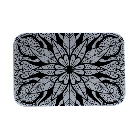 Seamless Tiling Pattern Hand Drawn Black White Open Lid Metal Box (Silver)   from ArtsNow.com Front