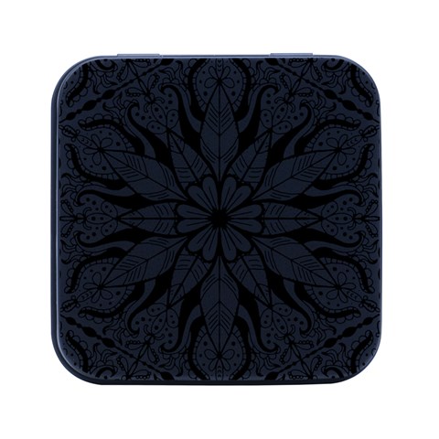 Seamless Tiling Pattern Hand Drawn Black White Square Metal Box (Black) from ArtsNow.com Front