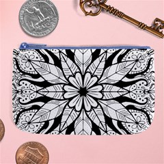 Seamless Tiling Pattern Hand Drawn Black White Large Coin Purse from ArtsNow.com Front