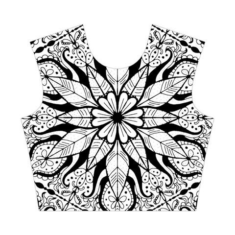 Seamless Tiling Pattern Hand Drawn Black White Cotton Crop Top from ArtsNow.com Front