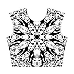 Seamless Tiling Pattern Hand Drawn Black White Cotton Crop Top from ArtsNow.com Front