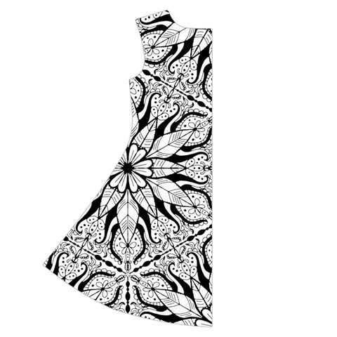 Seamless Tiling Pattern Hand Drawn Black White Short Sleeve V Back Left