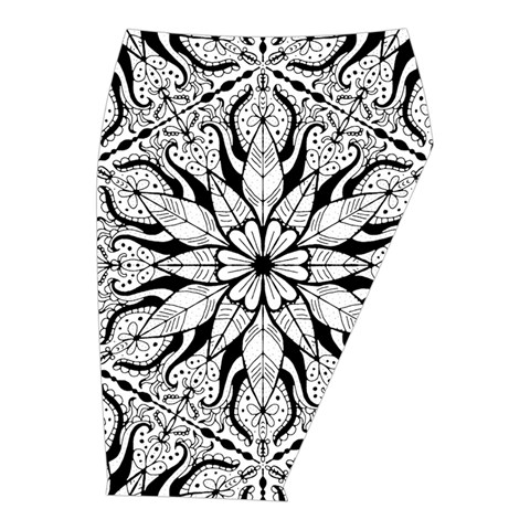 Seamless Tiling Pattern Hand Drawn Black White Midi Wrap Pencil Skirt from ArtsNow.com  Front Right 