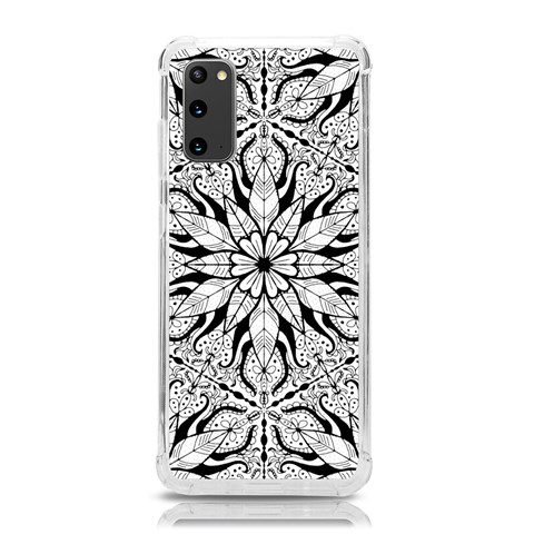 Seamless Tiling Pattern Hand Drawn Black White Samsung Galaxy S20 6.2 Inch TPU UV Case from ArtsNow.com Front