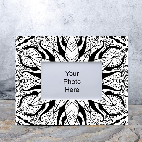 Seamless Tiling Pattern Hand Drawn Black White White Tabletop Photo Frame 4 x6  from ArtsNow.com Front