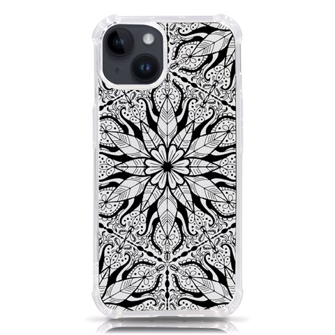 Seamless Tiling Pattern Hand Drawn Black White iPhone 14 TPU UV Print Case from ArtsNow.com Front