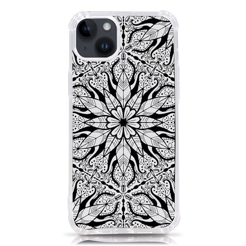 Seamless Tiling Pattern Hand Drawn Black White iPhone 14 Plus TPU UV Print Case from ArtsNow.com Front