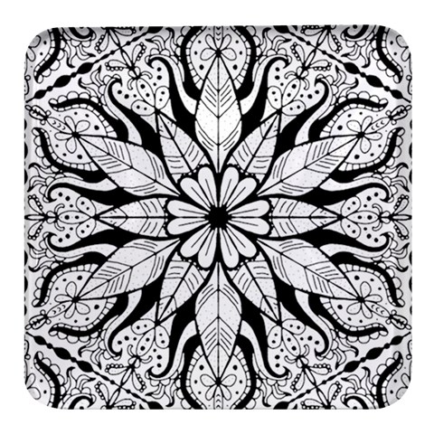 Seamless Tiling Pattern Hand Drawn Black White Square Glass Fridge Magnet (4 pack) from ArtsNow.com Front