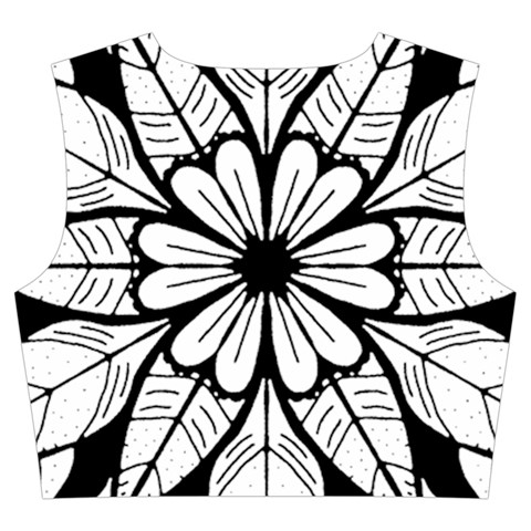 Seamless Tiling Pattern Hand Drawn Black White Trumpet Sleeve Cropped Top from ArtsNow.com Back