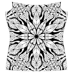 Seamless Tiling Pattern Hand Drawn Black White Women s Cut Out Long Sleeve T Front