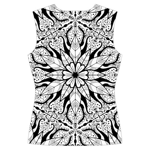 Seamless Tiling Pattern Hand Drawn Black White Women s Cut Out Long Sleeve T Back