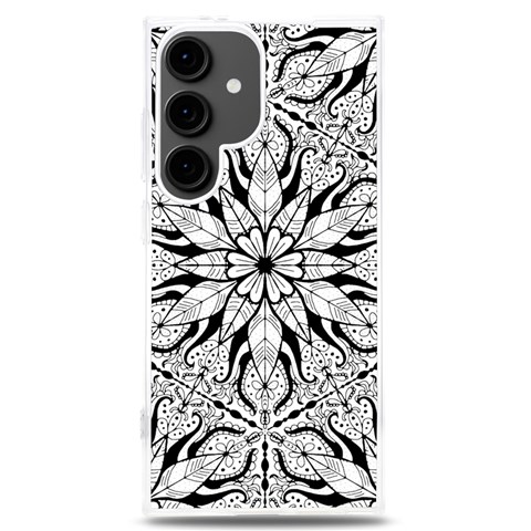 Seamless Tiling Pattern Hand Drawn Black White Samsung Galaxy S24 Plus 6.7 Inch TPU UV Case from ArtsNow.com Front