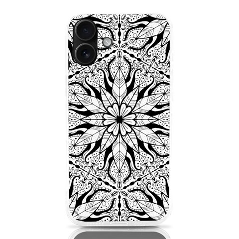 Seamless Tiling Pattern Hand Drawn Black White iPhone 16 Plus TPU UV Print Case from ArtsNow.com Front