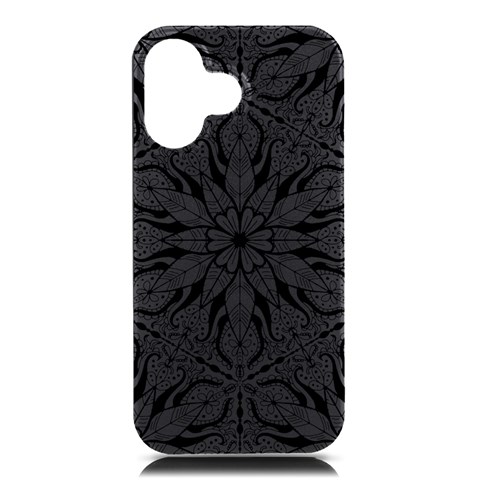 Seamless Tiling Pattern Hand Drawn Black White iPhone 16 Black UV Print PC Hardshell Case from ArtsNow.com Front