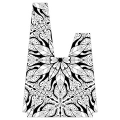 Seamless Tiling Pattern Hand Drawn Black White Japanese Wrist Knot Bag from ArtsNow.com Front