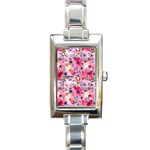 Pattern Seamless Texture Daisies Rectangle Italian Charm Watch