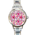 Pattern Seamless Texture Daisies Round Italian Charm Watch