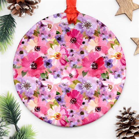 Pattern Seamless Texture Daisies Ornament (Round) from ArtsNow.com Front