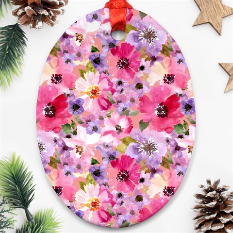 Pattern Seamless Texture Daisies Ornament (Oval) from ArtsNow.com Front