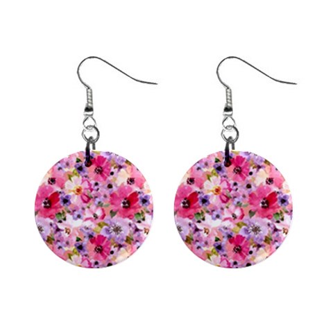 Pattern Seamless Texture Daisies Mini Button Earrings from ArtsNow.com Front