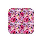 Pattern Seamless Texture Daisies Rubber Square Coaster (4 pack)