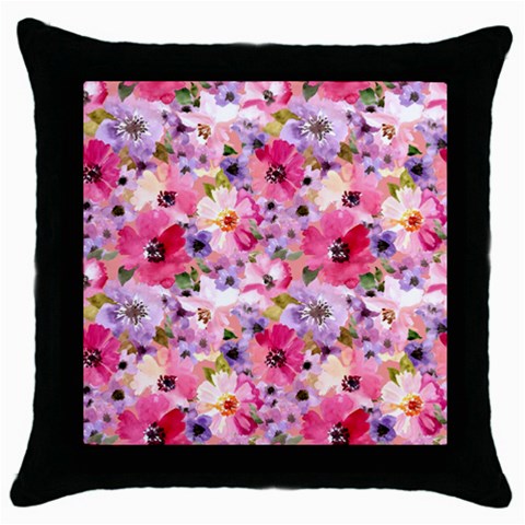 Pattern Seamless Texture Daisies Throw Pillow Case (Black) from ArtsNow.com Front