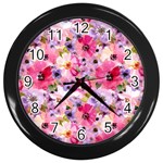 Pattern Seamless Texture Daisies Wall Clock (Black)