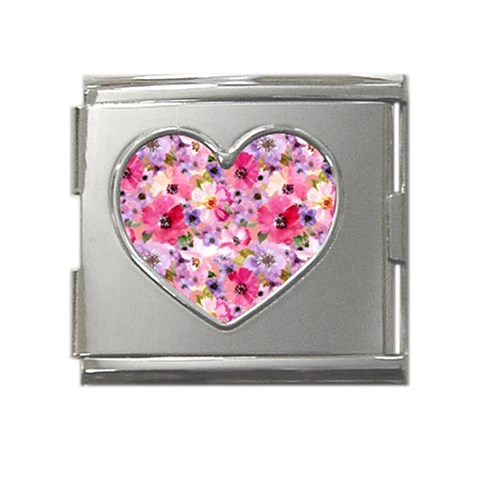 Pattern Seamless Texture Daisies Mega Link Heart Italian Charm (18mm) from ArtsNow.com Front